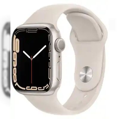 Apple Watch Series 7 41mm Starlight Aluminum Case with Starlight Sport Band (MKMY3)