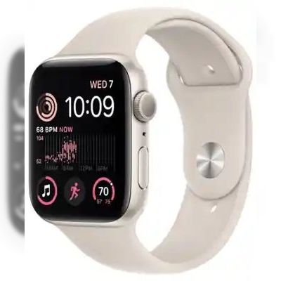 Apple Watch SE 2 44mm Starlight Aluminum Case with Starlight Sport Band (MNJX3)