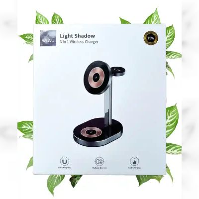 Бездротова Зарядка WIWU [Wi-W003] Light Shadow 3in1 Series (Black)