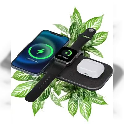 Безпровідний зарядний пристрій WiWU Power Air Wireless 3-in-1 Fast Charger Stand Black (PA3IN1B)