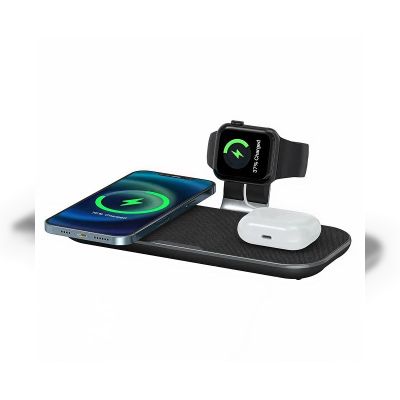Безпровідний зарядний пристрій WiWU Power Air Wireless 3-in-1 Fast Charger Stand Black (PA3IN1B)